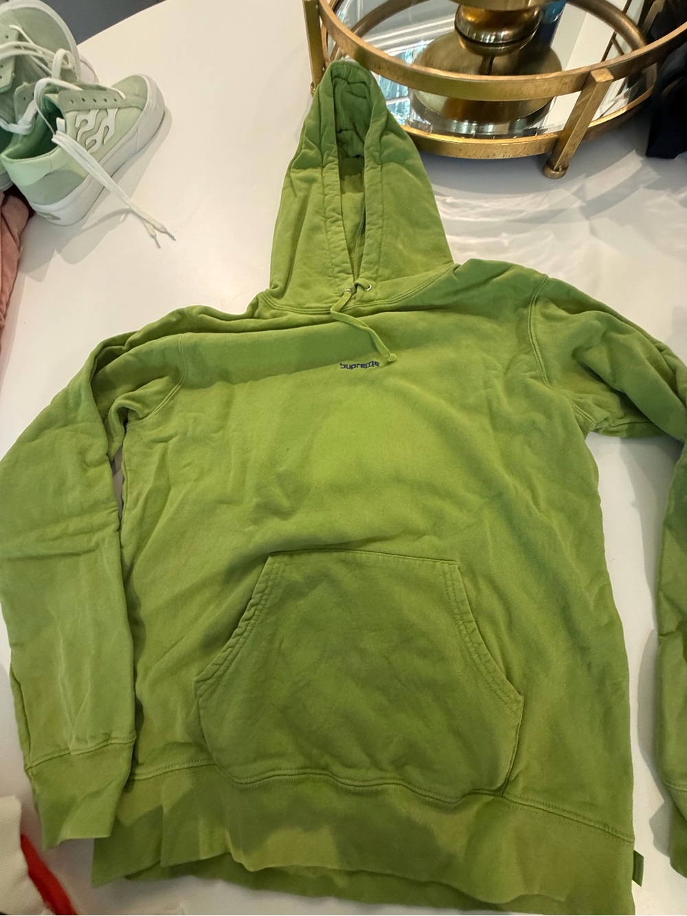 Supreme Lime Green Hoodie with Red Tag - Picture 2 of 4